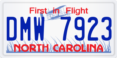 NC license plate DMW7923