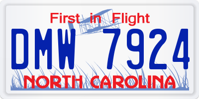 NC license plate DMW7924