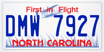 NC license plate DMW7927