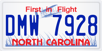 NC license plate DMW7928