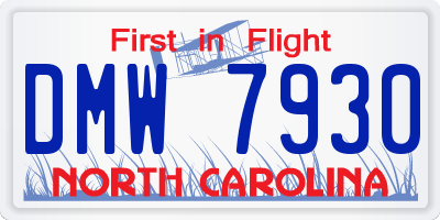 NC license plate DMW7930
