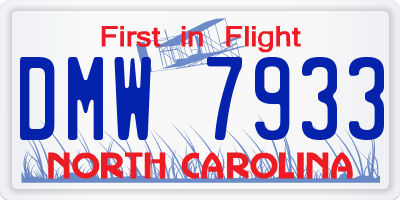 NC license plate DMW7933