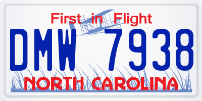 NC license plate DMW7938