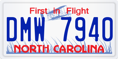 NC license plate DMW7940