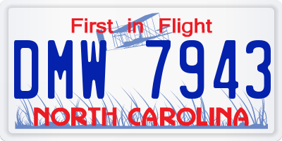 NC license plate DMW7943