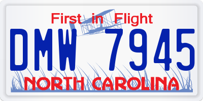 NC license plate DMW7945