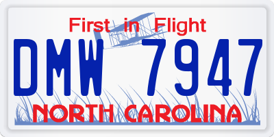 NC license plate DMW7947