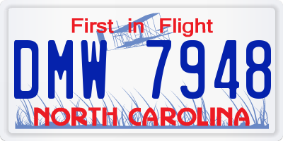 NC license plate DMW7948