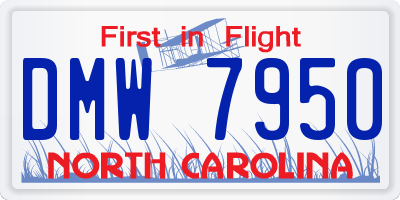 NC license plate DMW7950