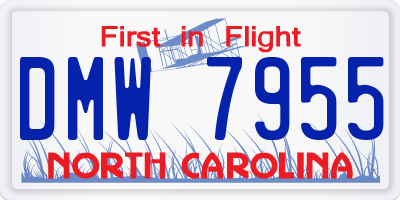 NC license plate DMW7955