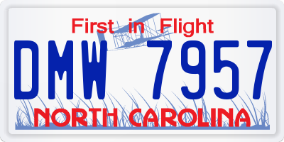 NC license plate DMW7957