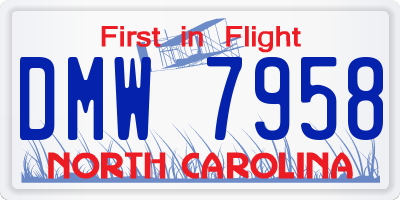 NC license plate DMW7958