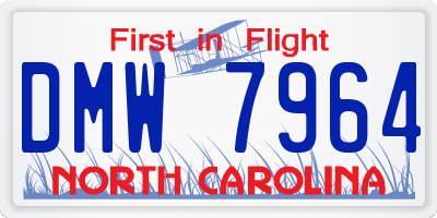 NC license plate DMW7964