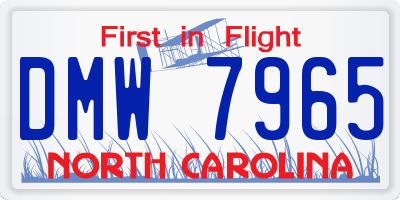 NC license plate DMW7965
