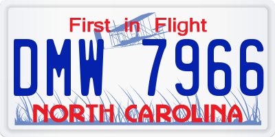 NC license plate DMW7966