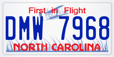 NC license plate DMW7968