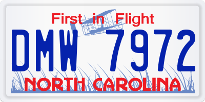 NC license plate DMW7972