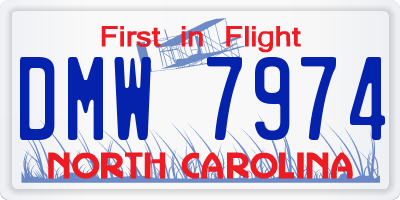 NC license plate DMW7974