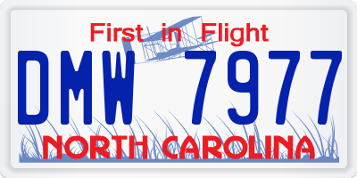 NC license plate DMW7977