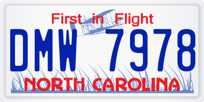NC license plate DMW7978