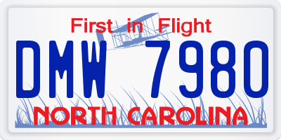 NC license plate DMW7980