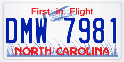 NC license plate DMW7981