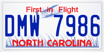 NC license plate DMW7986