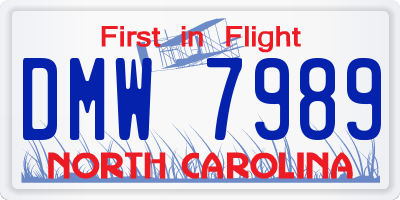 NC license plate DMW7989