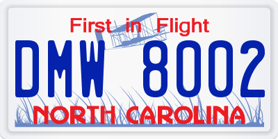 NC license plate DMW8002