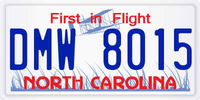 NC license plate DMW8015