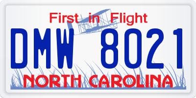 NC license plate DMW8021