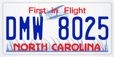 NC license plate DMW8025