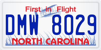 NC license plate DMW8029