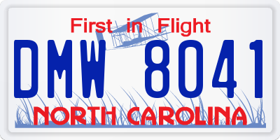 NC license plate DMW8041