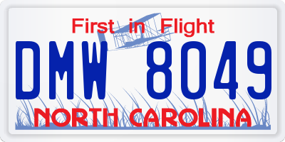 NC license plate DMW8049