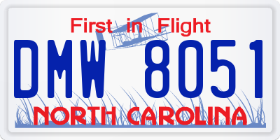 NC license plate DMW8051