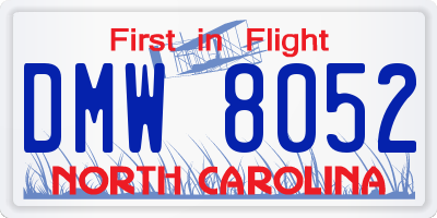 NC license plate DMW8052