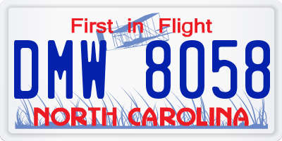NC license plate DMW8058