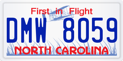 NC license plate DMW8059