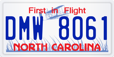 NC license plate DMW8061