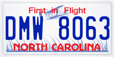 NC license plate DMW8063
