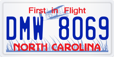 NC license plate DMW8069