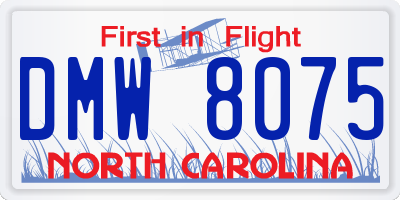 NC license plate DMW8075