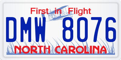 NC license plate DMW8076