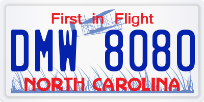 NC license plate DMW8080