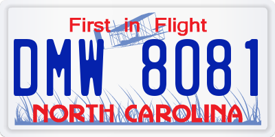 NC license plate DMW8081