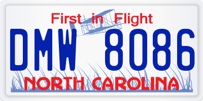 NC license plate DMW8086
