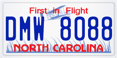 NC license plate DMW8088