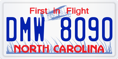 NC license plate DMW8090