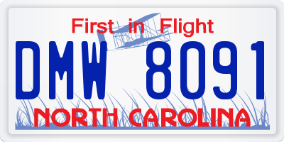 NC license plate DMW8091